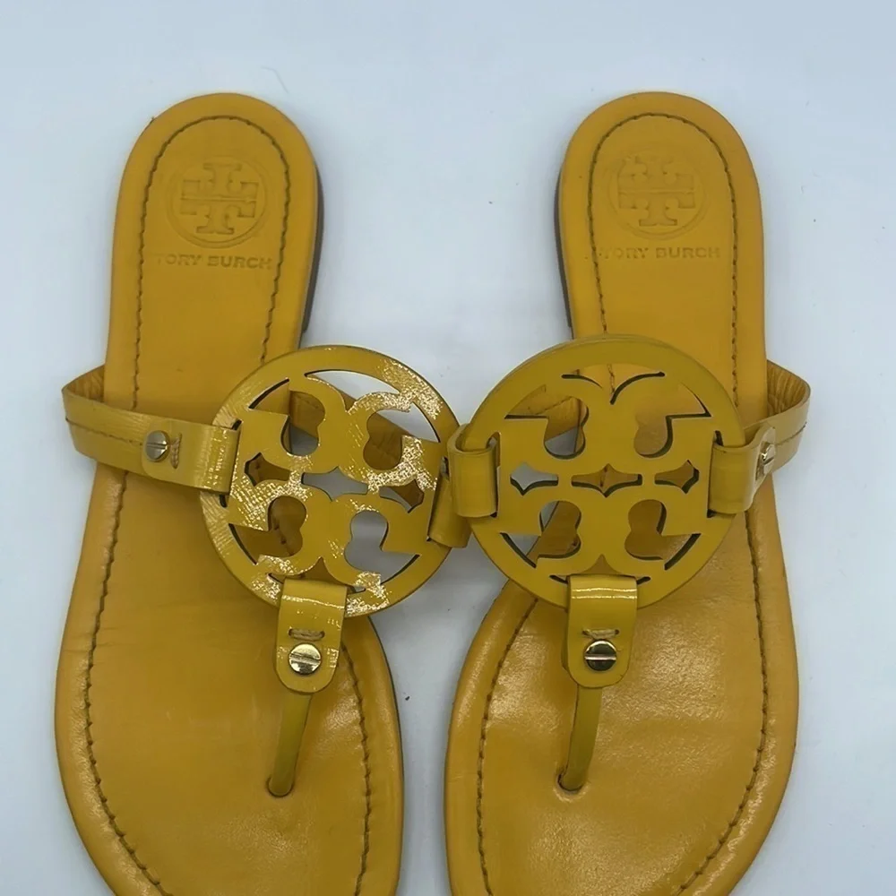 Tory Burch Yellow Leather T strap miller thong sandals 7